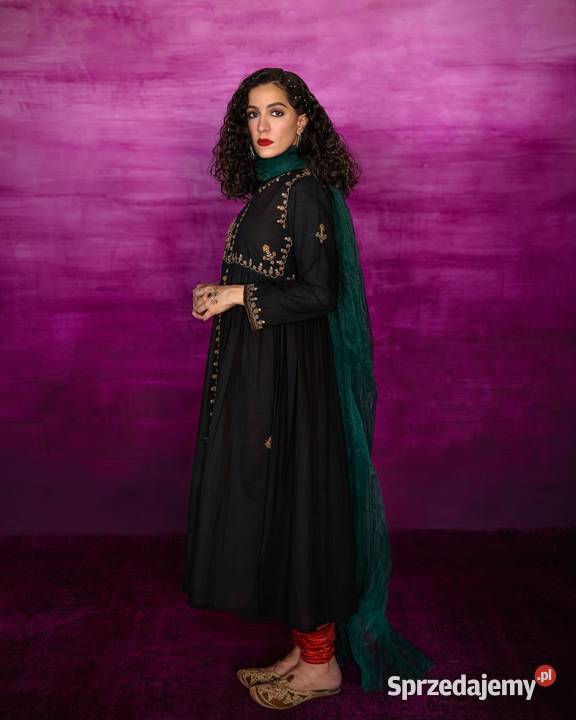 Orientalna czarna suknia tunika S 36 bawełna czarny Szczecin