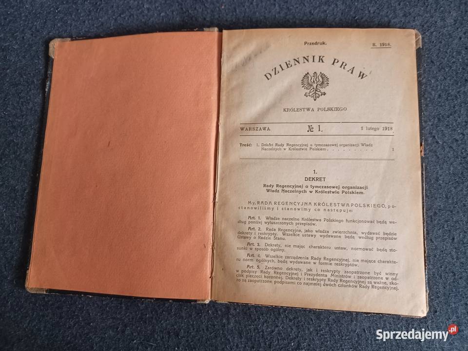 Dziennik Praw Państwa Polskiego 1918 Komplet 123 Pozostałe Warszawa