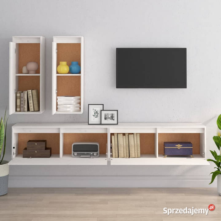 Szafki pod TV 4 białe lite drewno sosnowe Warszawa