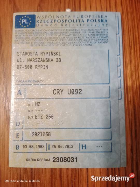 MZ 250 etz 250 MZ ts 250 MZ jaskółka MZ trophy Rok produkcji 1982 Czersk