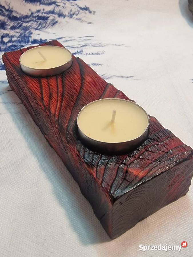 Świecznik Shou Sugi Ban drewno świerkowe Sępopol