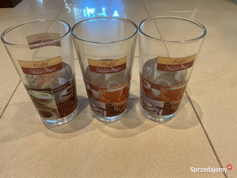 Szklanki Do Kawy Latte Macchiato 3 Vintage wielokolorowy Nowa Sól