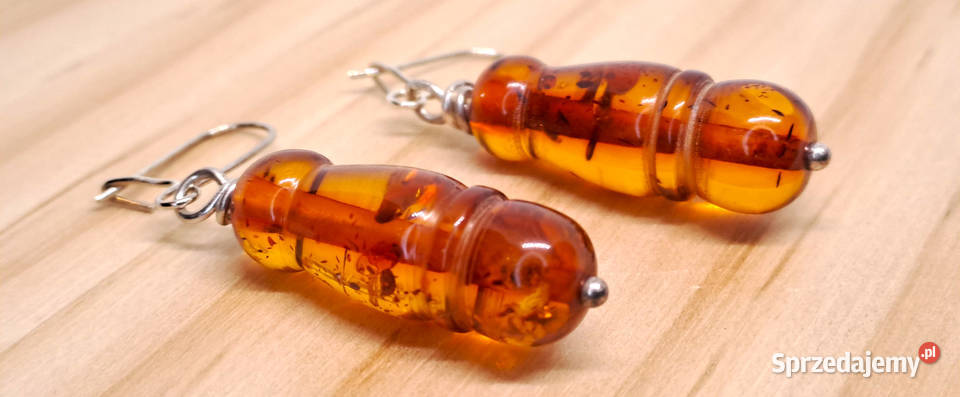 Kolczyki z BURSZTYNU bursztyn bałtycki koniak Warszawa