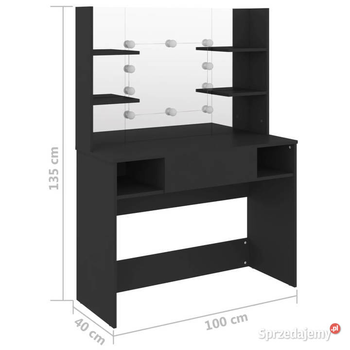 Stolik do makijażu z LED 100x40x135 MDF czarny Warszawa