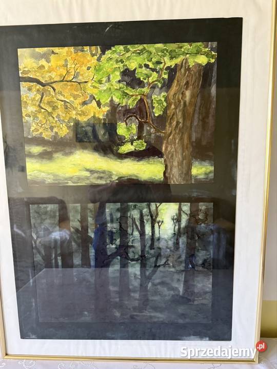 Duży Unikatowy Obraz Pejzaż Leśny Malowany Czerwionka-Leszczyny