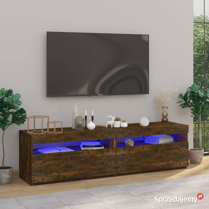 Szafki pod TV z LED 2 przydymiony dąb 75x35x40 Warszawa