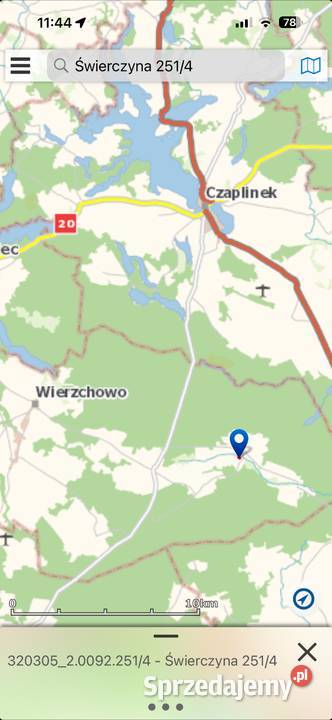 Działka budowlana dostępem do drogi 1100m2 Świerczyna sprzedam