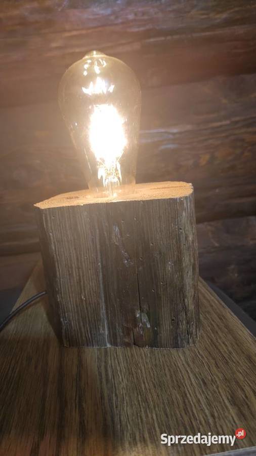 Lampka drewniana rustykalna loft Oświetlenie Olsztyn sprzedam