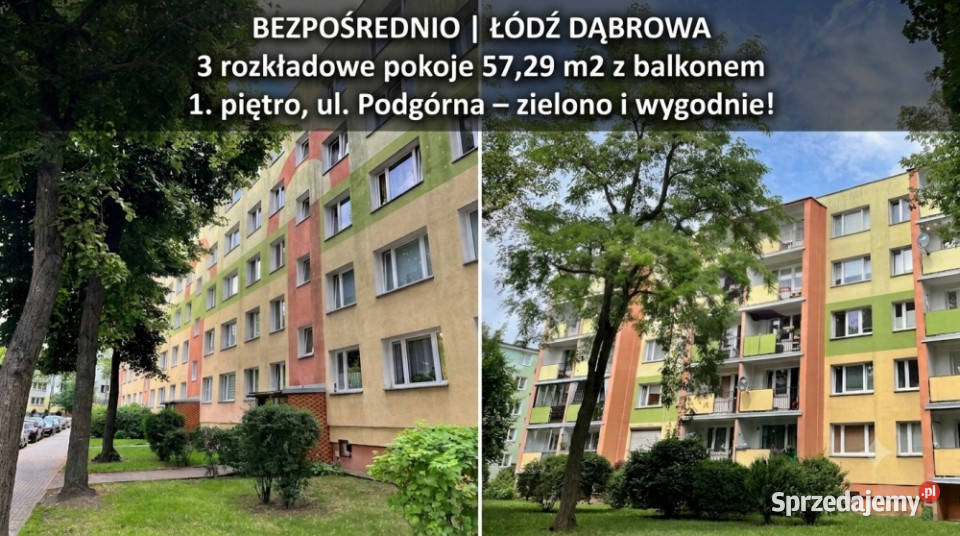 BEZPOŚREDNIO Rozkładowe 3 pokoje na 1 piętrze Łódź