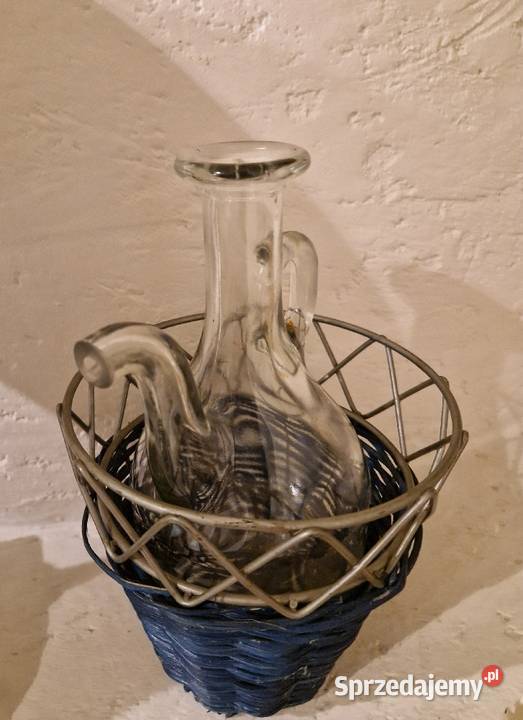 KOSZYK ze szklanym dzbankiem na oliwę niebieski Lublin