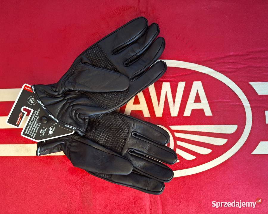 Rękawice motocyklowe czarne skórzane Zapraszamy Brzozówka