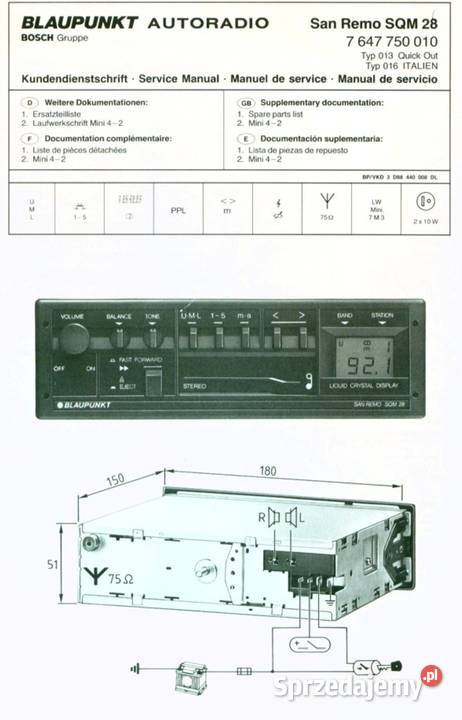 Radio BLAUPUNKT SAN REMO SQM 29 Czarna Woda