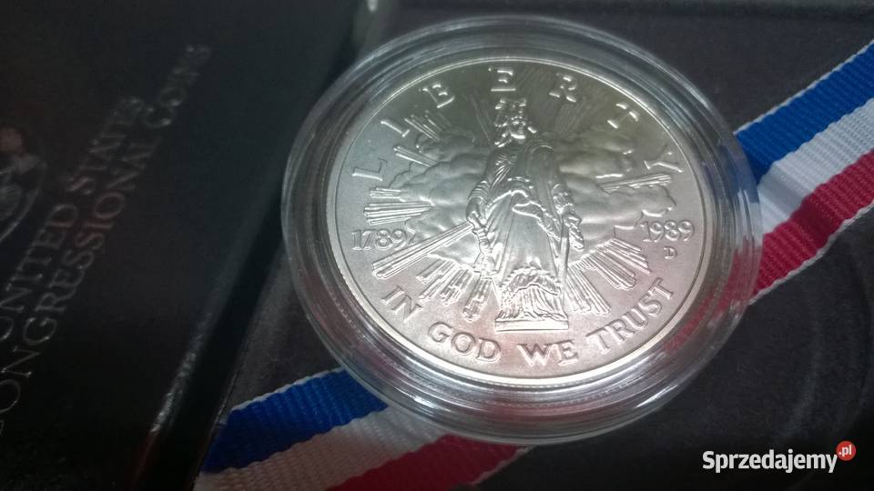 moneta 1 dolar 1989rD 200 lecie Kongresu Warszawa