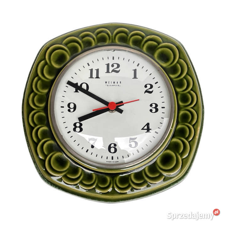 Ceramiczny zielony zegar ścienny Weimar Niemcy Warszawa sprzedam