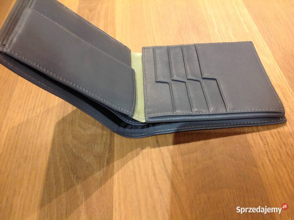 Portfel Skórzany Męski SzaryNowy Skóra Naturalna Nowa Sól