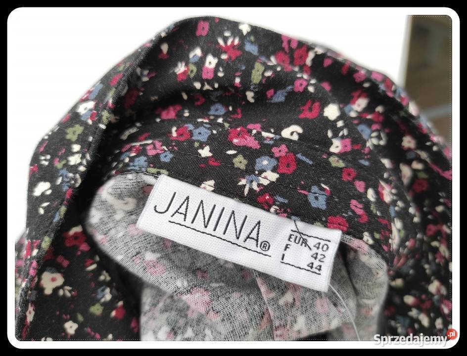 Janina czarna sukienka w drobne kwiatki 42 XL Kwiatki Płock