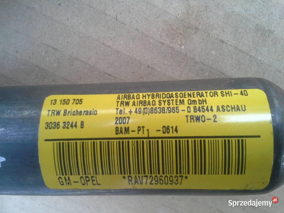 OPEL CORSA D Pasy bezpieczeństwa kurtyny Rok produkcji 2007 Dębno
