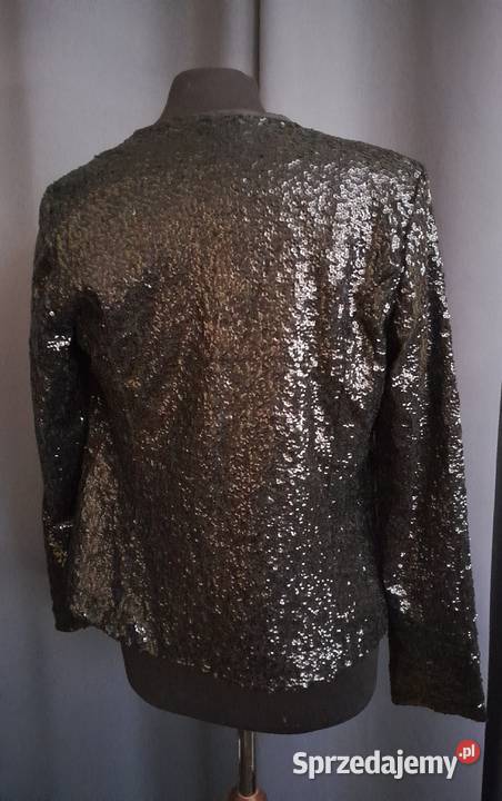 Czarna narzutka żakiet elegancka cekiny cekinowa Marynarki i żakiety