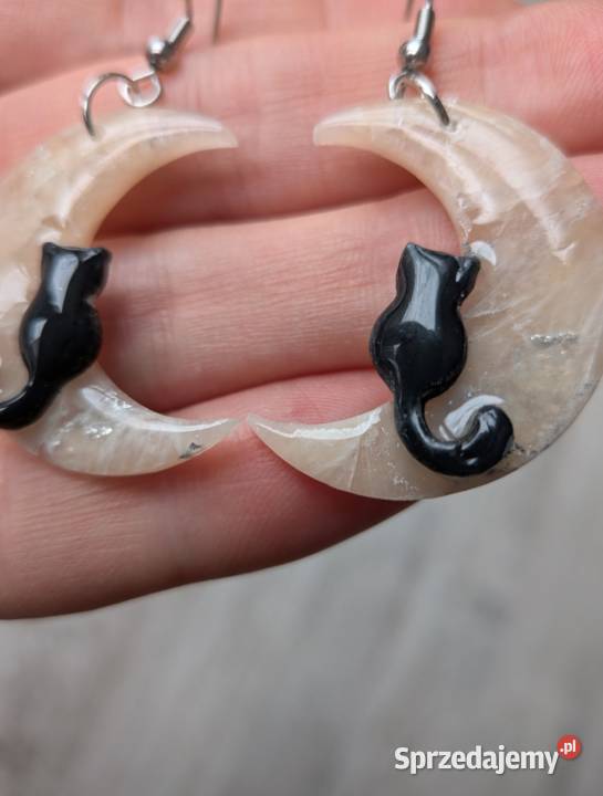 Kolczyki handmade kot na księżycu Łódź