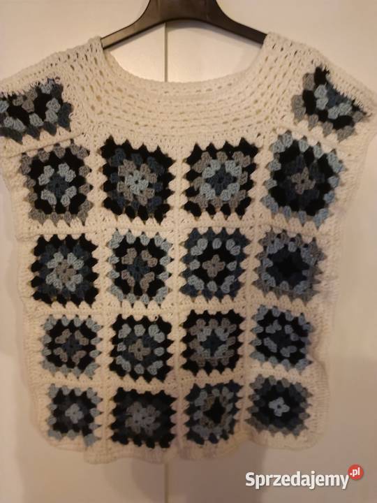 Kamizelka w kwadraty geometryczne na szydelku Lublin