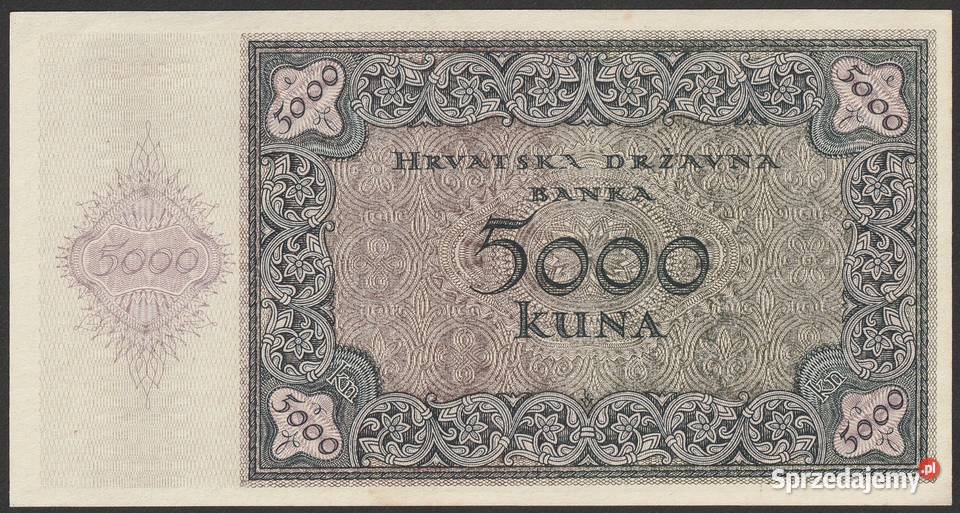 Chorwacja 5000 kuna 1943 stan bankowy UNC Łódź sprzedam