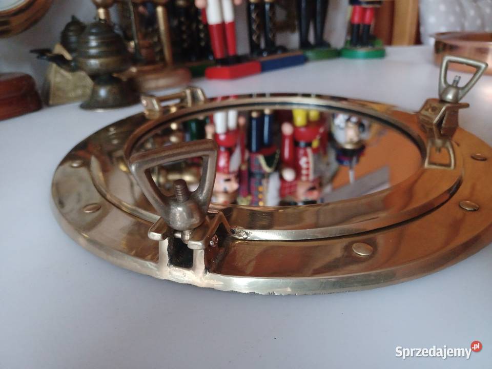 Duży bulaj mosiężny Lustro Poznań