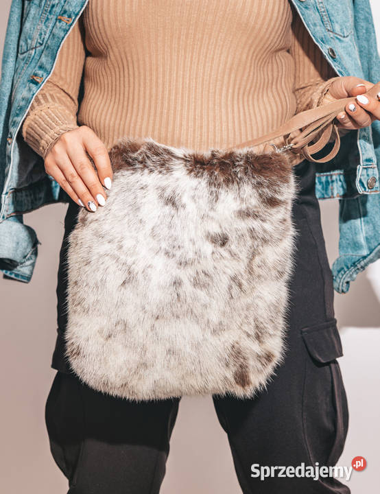 Skórzana torebka listonoszka naturalne futro z Szaflary