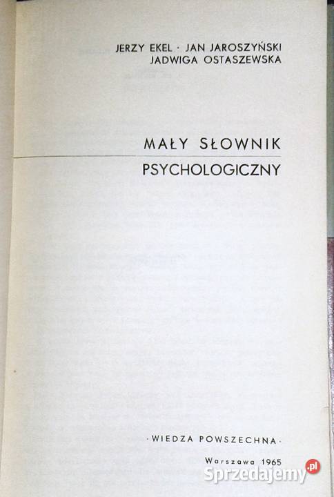 Mały słownik psychologiczny J Ekel J Jaroszyński twarda z obwolutą Chełm