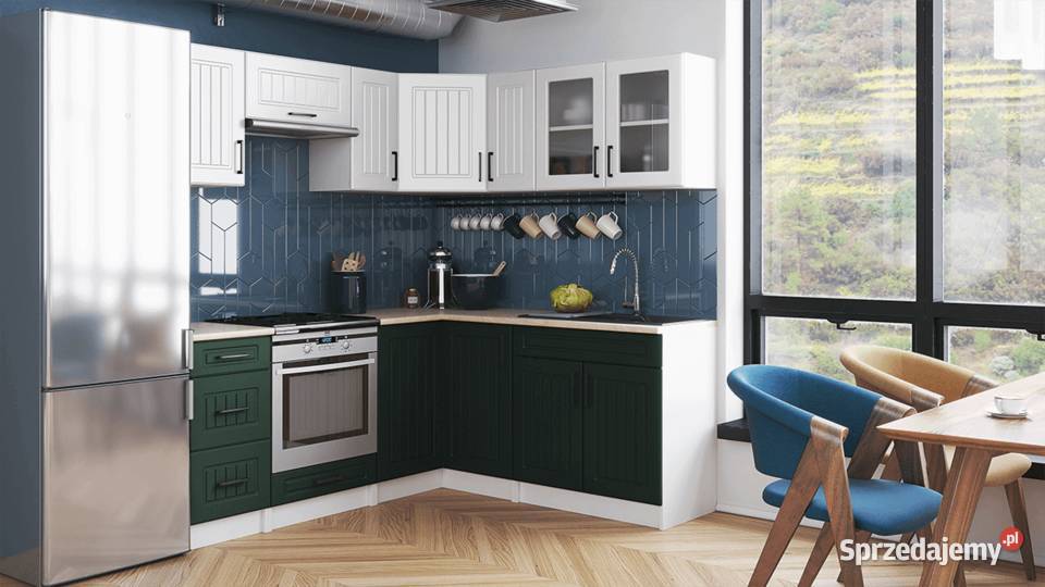 Kuchnia narożna ROTIZA BIAŁY MAT DENIM MAT Komplety mebli Brody