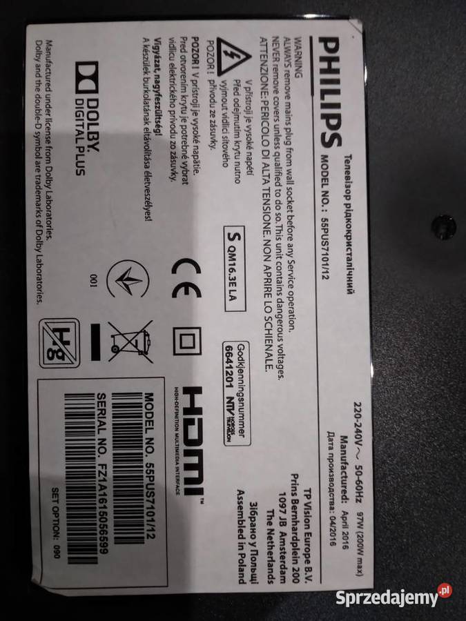 Philips 55PUS710112 Pęknięta matryca Płyta Majdan Górny