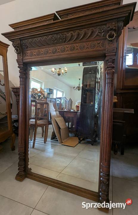 Piękne dębowe lustro neorenesansowesklep Dąbrowa Dąbrowa Górnicza sprzedam