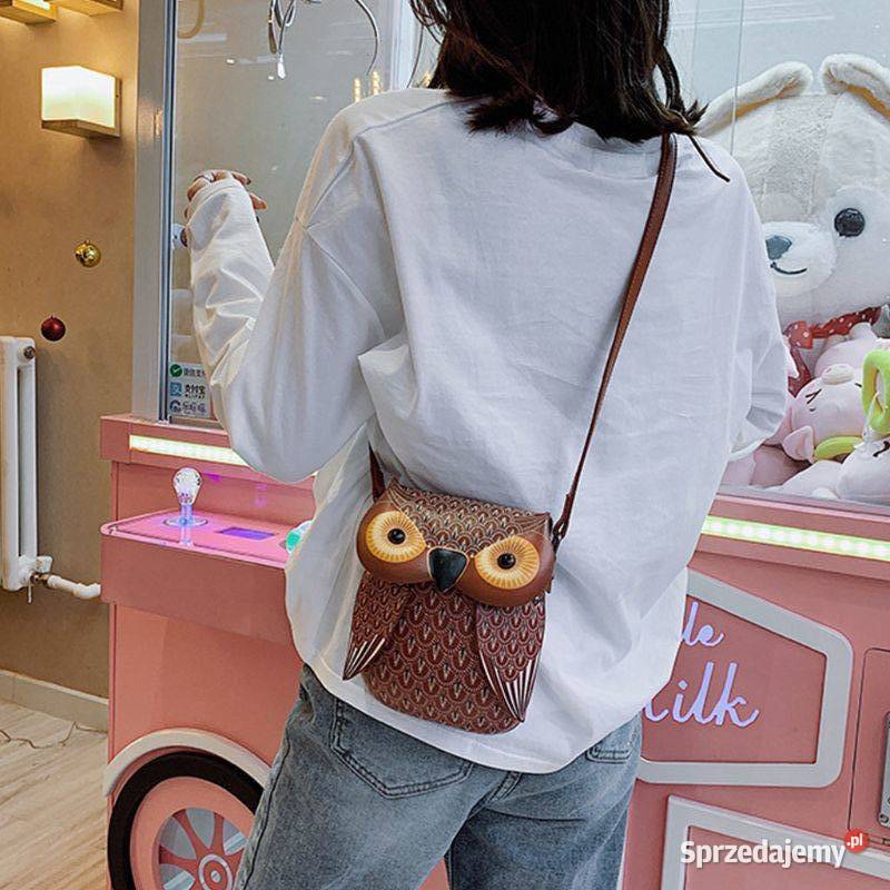 Torebka damska skórzana na ramie czarna sowa Zawiercie