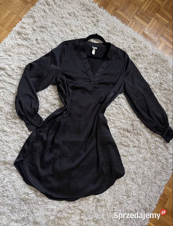 HM czarna sukienka satynowa Vneck classy elegant podkarpackie Przemyśl sprzedam