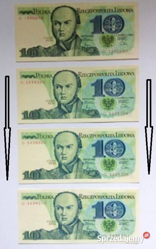 Banknoty 10 Józef Bem PRL banknot 1982 Łódź