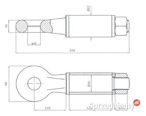 Ucho zaczepu obrotowe 45 mm 7 t OTO46 Kamionna