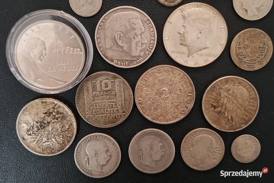 Zestaw Srebrnych Monet 18 sztuk Mix Numizmatyka śląskie Gliwice