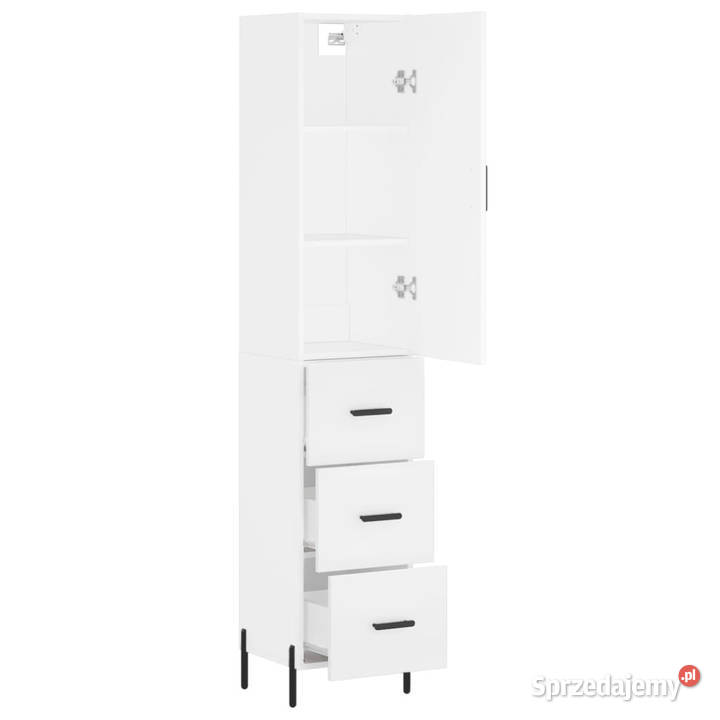 Wysoka szafka biała 345x34x180 materiał