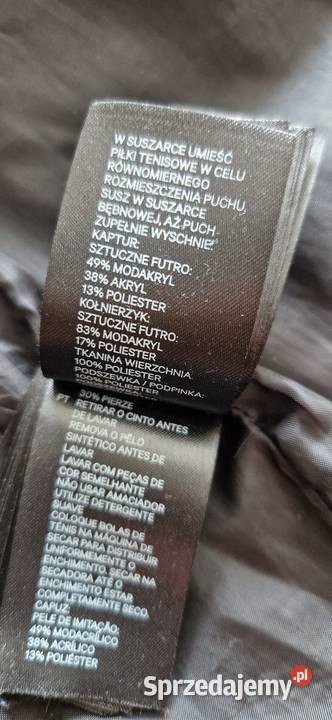 płaszcz zimowy HM czarny r 4244 XlXXL pikowany z Bez wzoru Kraków