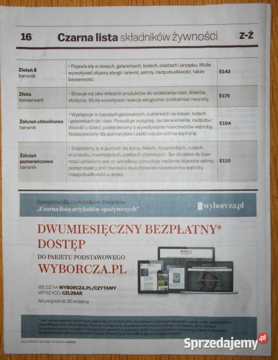 Czarna lista składników żywności z 2 Gazeta lubelskie