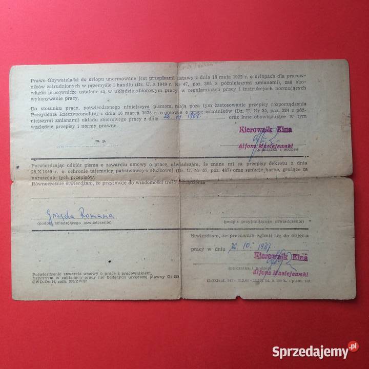 1657 Umowa O Pracę W Kinie Colosseum Szczecin