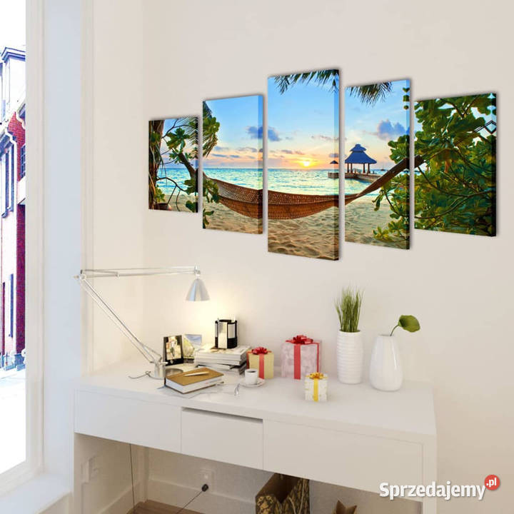 Zestaw obrazów Canvas 200 x 100 Plaża i Hamak Warszawa