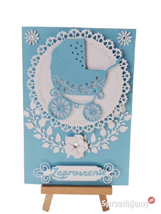 Zaproszenia Chrzest Święty Chłopiec Wózek B6 Poznań