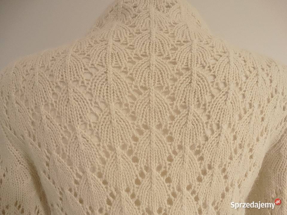 Sweter Kardigan Wełniany z Angorą Rozpinany Łomża