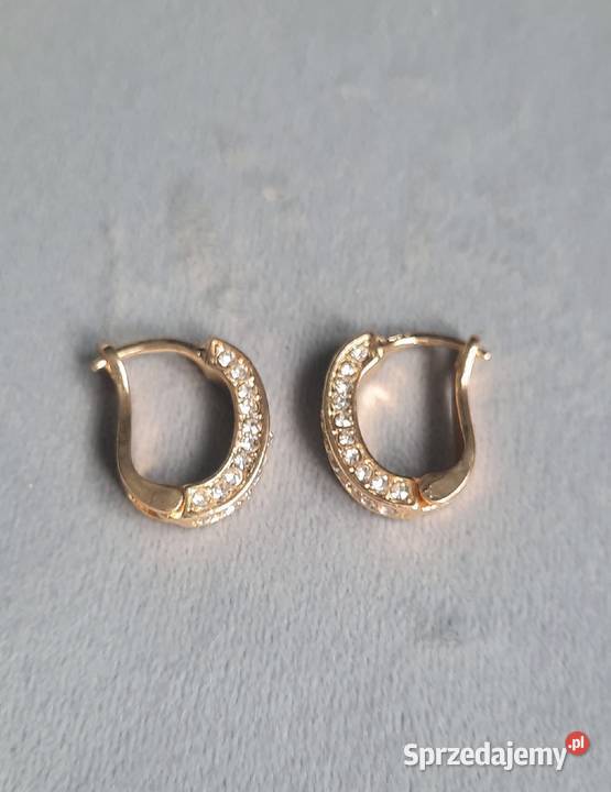 Nowe kolczyki 3D z cyrkoniami na biglach kolor Gdańsk