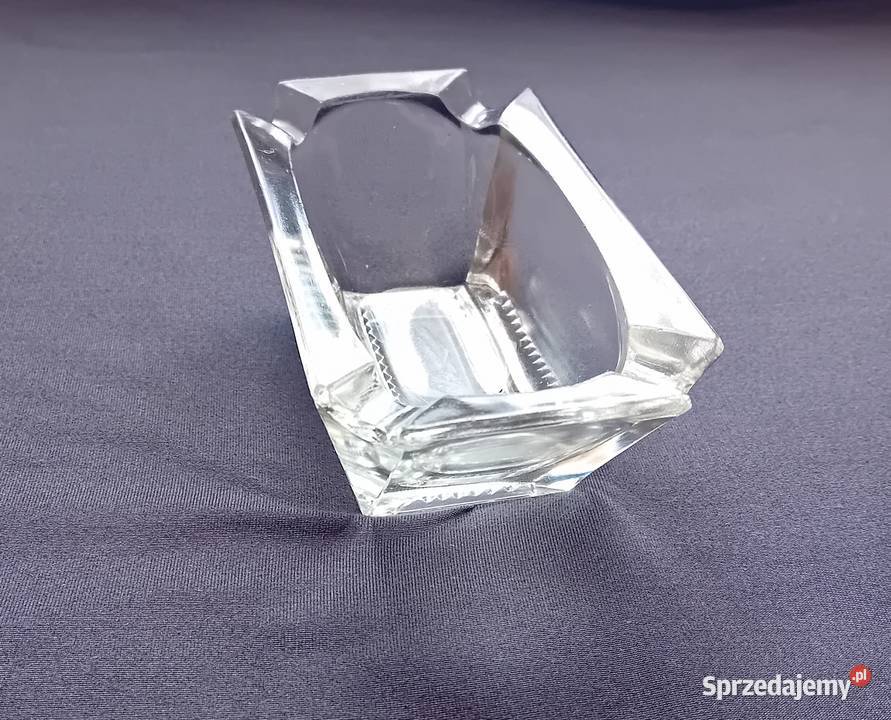 Popielniczka art deco ze szkła bezbarwnego około