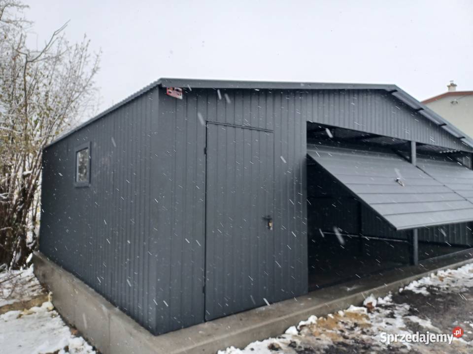 GARAŻ BLASZANY Grafitowy Dwuspadowy Magazyn 48m2 podkarpackie Krosno