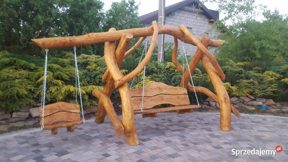 Huśtawka z naturalnych krzywych bali Ławka Meble