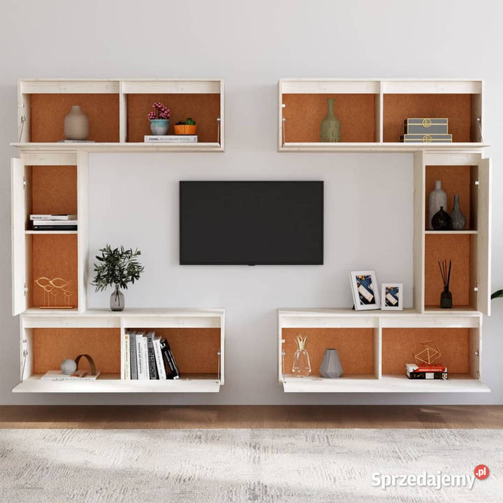 Szafki pod TV 6 białe lite drewno sosnowe Warszawa