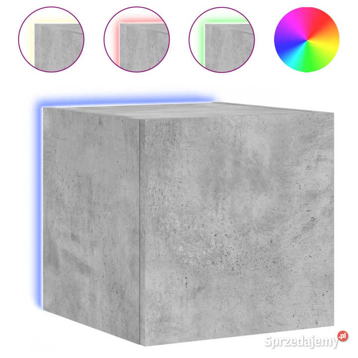 Ścienna szafka TV z LED szarość betonu 305x35x30 Warszawa