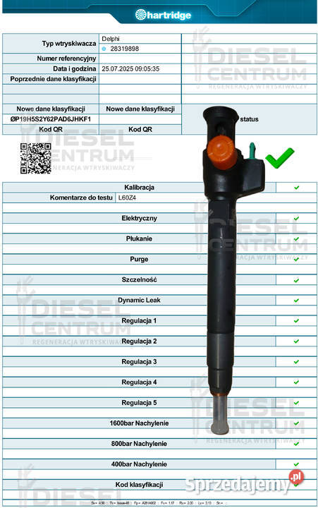 WTRYSKIWACZ DELPHI KOMPLET 4 SZTUK 28319898 Ford Miszewo